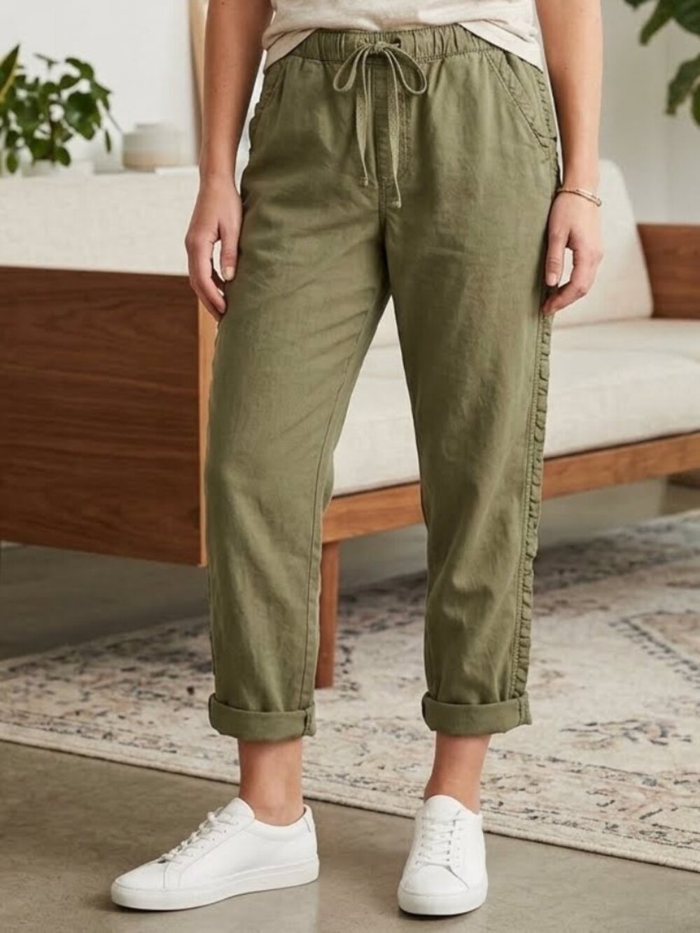 Sonoma Olive Green Pull‎ On Pants Size M